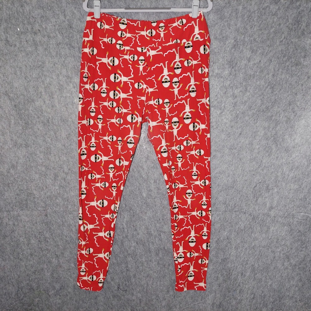 LuLaRoe Leggings One Size Red Halloween Mummy Spooky Soft Stretch Pull On